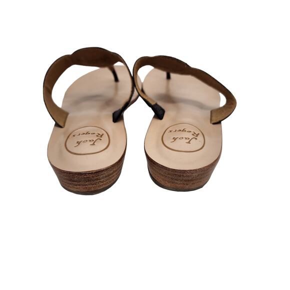 Jack Rogers Larissa Black Croc Embossed Leather Turnlock Sandals Size 9 - Picture 5 of 6